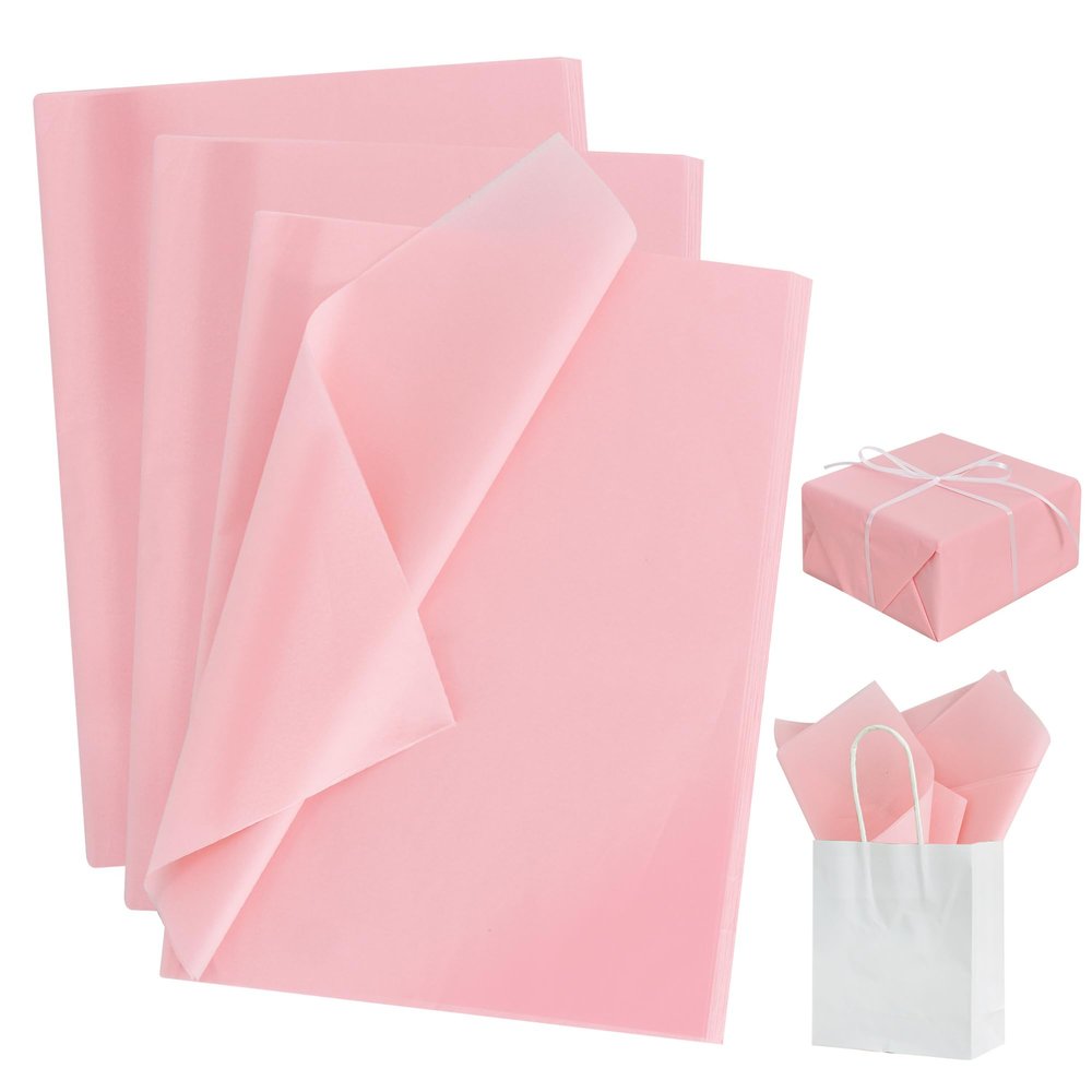 BEISHIDA 100 Sheets Pink Tissue Paper Bulk, Wrapping Tissue Paper for Gift Bags, 14 x 20 Inch Gift Wrap for Valentine Birthday Wedding Graduation DIY Crafts Holiday Flowers
