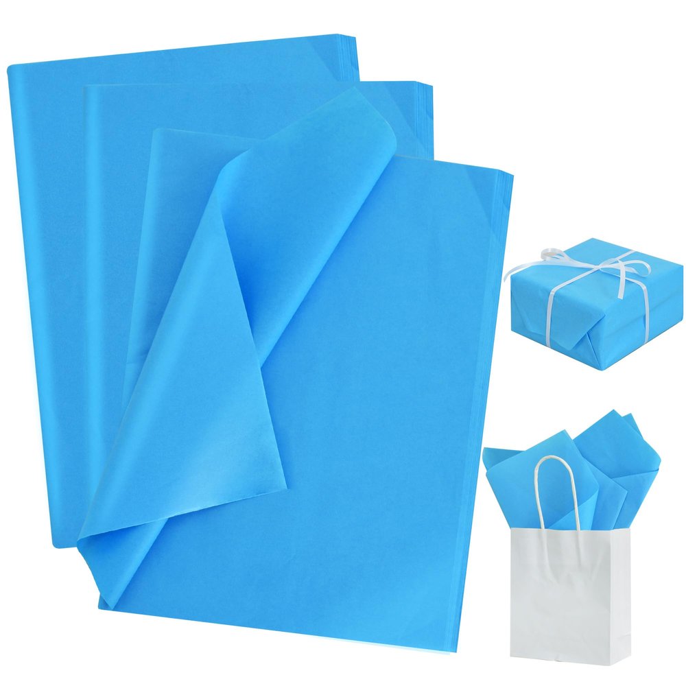 BEISHIDA 100 Sheets Blue Tissue Paper Bulk, Wrapping Tissue Paper for Gift Bags, 14 x 20 Inch Gift Wrap for Birthday Wedding Graduation DIY Crafts Holiday Flowers