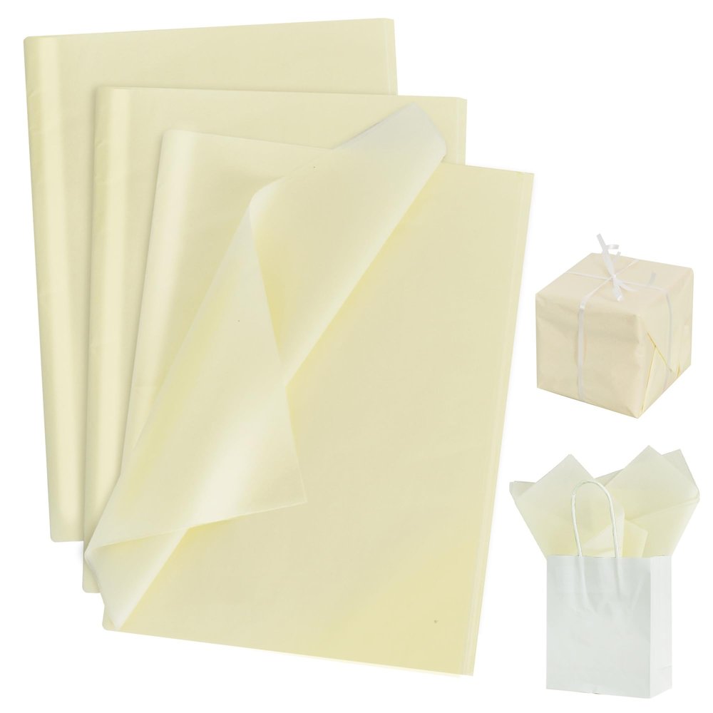 BEISHIDA 100 Sheets Cream Tissue Paper Bulk, Wrapping Tissue Paper for Gift Bags, 14 x 20 Inch Gift Wrap for Birthday Wedding Graduation DIY Crafts Holiday Flowers