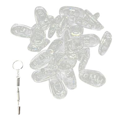 40PCS New Silicone Eyeglass Nose Pad Nasal Pad Spiral-in Nose Pad with 3-in-1 Mini Screwdriver Eyeglass Repair Accessories