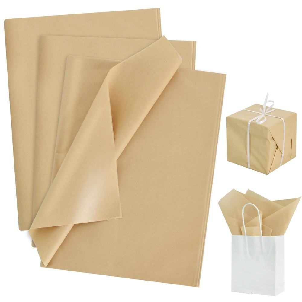 BEISHIDA 100 Sheets Khaki Tissue Paper Bulk, Wrapping Tissue Paper for Gift Bags, 14 x 20 Inch Gift Wrap for Birthday Wedding Graduation DIY Crafts Holiday Flowers