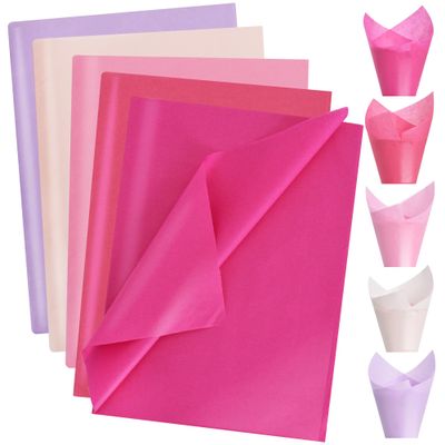 BEISHIDA 100 Sheets Pink Series Tissue Paper Bulk, Wrapping Tissue Paper for Gift Bags, 14 x 20 Inch Gift Wrap for Valentine Birthday Wedding Graduation DIY Crafts Holiday Flowers(Pink Series)