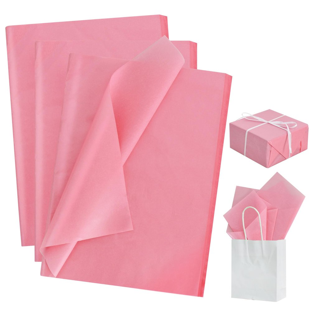 BEISHIDA 100 Sheets Dark Pink Metallic Tissue Paper Bulk, Glitter Wrapping Tissue Paper for Gift Bags, 14 x 20 Inch Gift Wrap for Valentine Birthday Wedding Graduation DIY Crafts Holiday Flowers
