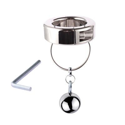 Men's Stainless Steel Exercise Metal Restraint Metal Weight Ring Steel Ball Pendant Ring (Color : B, Size : 35mm)