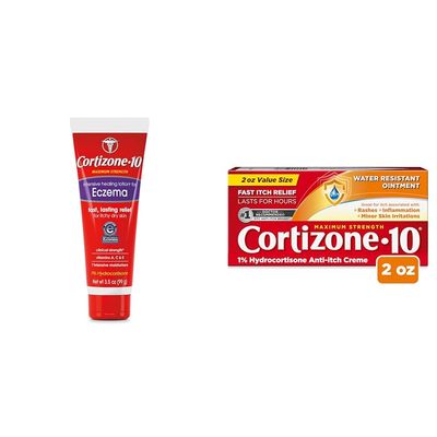 Cortizone 10 Maximum Strength Intensive Healing Eczema Lotion, 3.5 oz. and Water Resistant Anti-Itch Ointment, 2 oz. Bundle