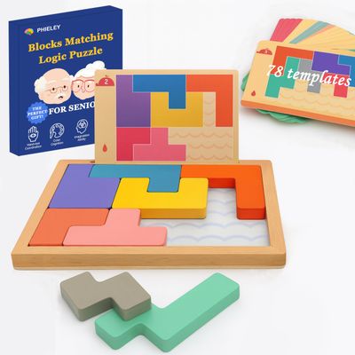 8 Wooden Tiles Matching Dementia Activities for Seniors, Easy Memory Games for Alzheimers Patients, Cognitive Craft Gifts for Elderly Women, Large Puzzle Pattern Blocks Matching Board Gadgets