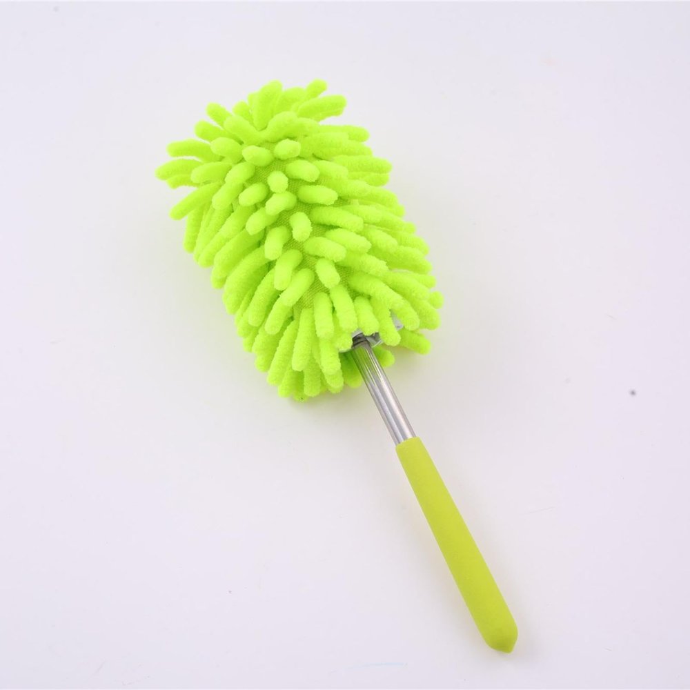 CXIZODSK Mini Chenille Dust Collector Dust Collector Desktop Sweep Telescopic Dust Brush Telescopic Feather Duster, Fluorescent Green