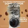 100 PCS INDIVIDUALLY WRAPPED Coffee Cups Sipper Dome Lids fits 10 oz, 12 oz, 16 oz, 20oz Hot Paper Cup Black To-Go Lid For Cafe, Hotel Motel Room, airbnb Host Disposable Wrapped Coffee Cup Lid view 2