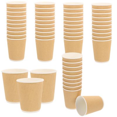 minkissy 50pcs - Paper Cups for Coffee Tea and Beverages Corrugated Disposable Cups for Home Events