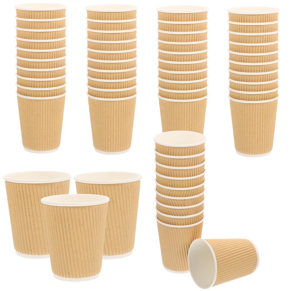 minkissy 50pcs - Paper Cups for Coffee Tea and Beverages Corrugated Disposable Cups for Home Events