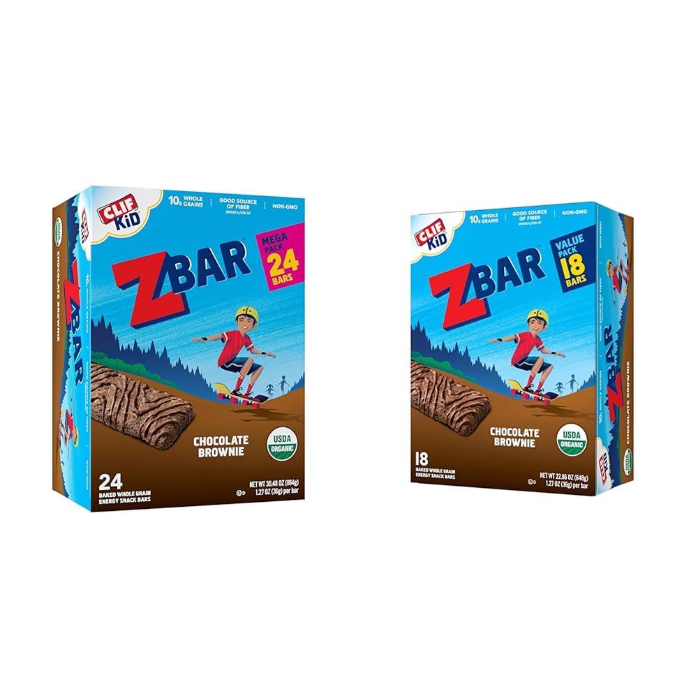 CLIFF Kid Zbar Chocolate Brownie Organic Soft Baked Whole Grain Snack Bars (24 + 18 Pack)