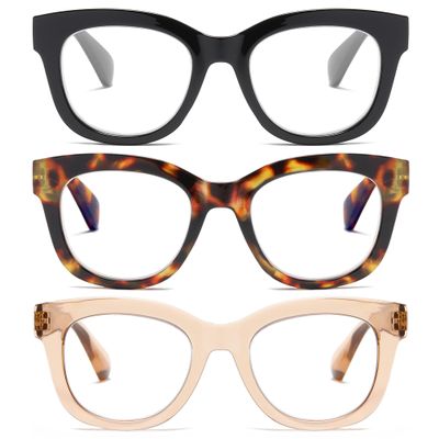 FSRTEP Oprah Style Readers for Women - Stylis Style Reading Glasses Blue Light Blocking and Spring Hinge Oval Ladies HCX +1.25