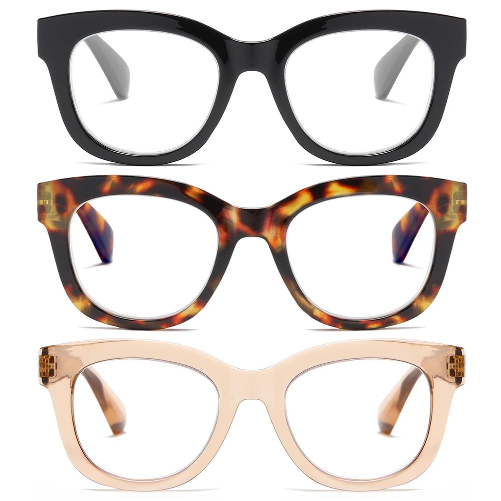 FSRTEP Oprah Style Readers for Women - Stylis Style Reading Glasses Blue Light Blocking and Spring Hinge Oval Ladies HCX +1.25