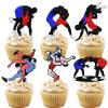 18pcs Glitter Power Men Dessert Cupcake Topper Wrestling Theme Decor Supplies Boys Men Wrestler Happy Birthday Party Decorations view 1