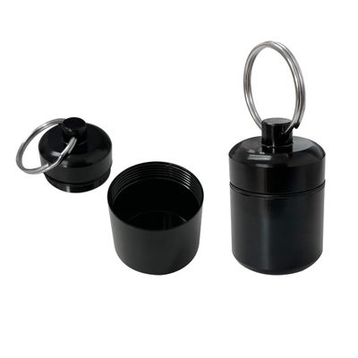 2pcs Portable Pill Container Keychain Pill Holder Medicine Organizer,Aluminium Alloy Round Pill Box Organizer for Outdoor Travel Camping