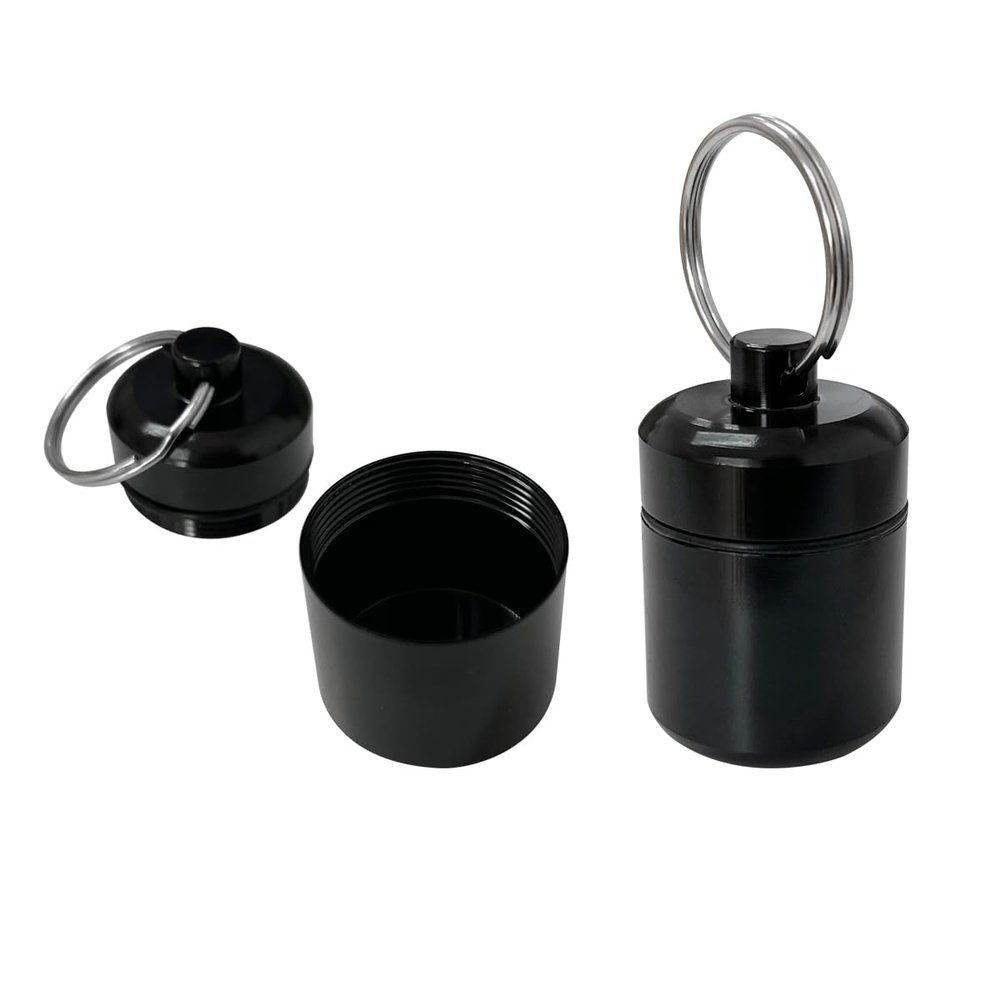 2pcs Portable Pill Container Keychain Pill Holder Medicine Organizer,Aluminium Alloy Round Pill Box Organizer for Outdoor Travel Camping