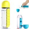 2 in 1 Pill Box Cup Organizer with Water Bottle, 7 Day Pill Organizer Case, 600 ML Daily Medicine Storage Box and Bottle Combination, Medication Cup Holder for Sport Travel view 1