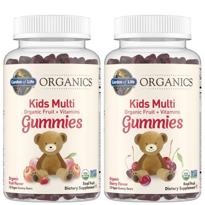 Garden of Life Organics Kids Gummy Vitamins Cherry 120 Count and Fruit 120 Count