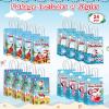 24PCS July Christmas Party Favor Bags Christmas Tropical Party Disposable Treat Bags with Handles Hawaiian Gift Bags for Summer Christmas Theme Hawaiian Beach Birthday Party Decorations Supplies view 2