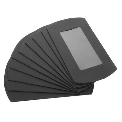 Beavorty 10pcs Black Pillow Gift Boxes with Clear Window Candy Packaging Boxes for Weddings Birthdays and Special Occasions Durable Paper Favor