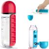 2 in 1 Pill Box Cup Organizer with Water Bottle, 7 Day Pill Organizer Case, 600 ML Daily Medicine Storage Box and Bottle Combination, Medication Cup Holder for Sport Travel view 1