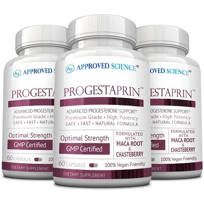 Approved Science Progestaprin - Progesterone Support Supplement - 3 Bottles - 180 Capsules - Vegan