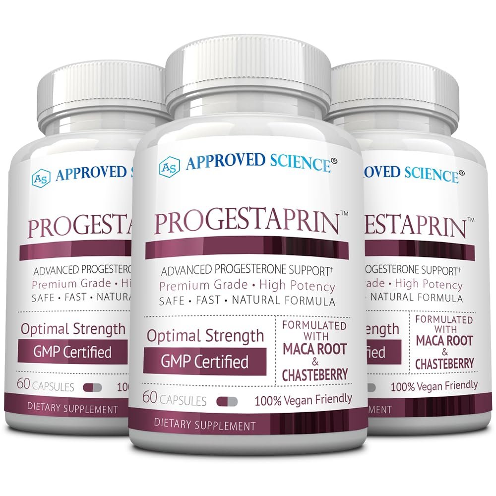 Approved Science Progestaprin - Progesterone Support Supplement - 3 Bottles - 180 Capsules - Vegan
