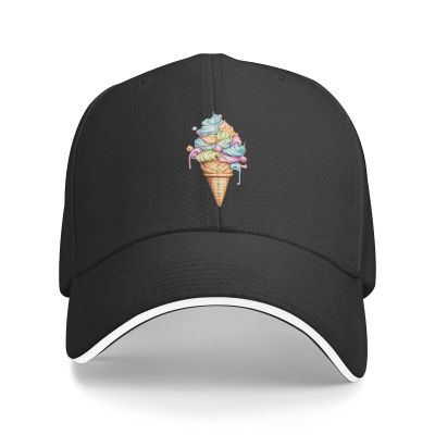 Rqwaaed Ice Cream in A Waffle Adjustable Sandwich Dad Casquette for Men Women