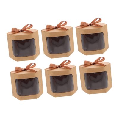 Beavorty 6pcs Cardboard Boxes Bow Decor for Candy Cookies and Desserts for Weddings Birthdays and Special Occasions Kraft Paper