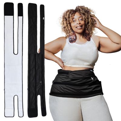 Sentre Plus-Size Castor Oil Pack Wrap, Adjustable Straps for Sizes L-5X (up to 67in), Organic Cotton Flannel Interior, Leak-Resistant Exterior, Machine Washable (Black)