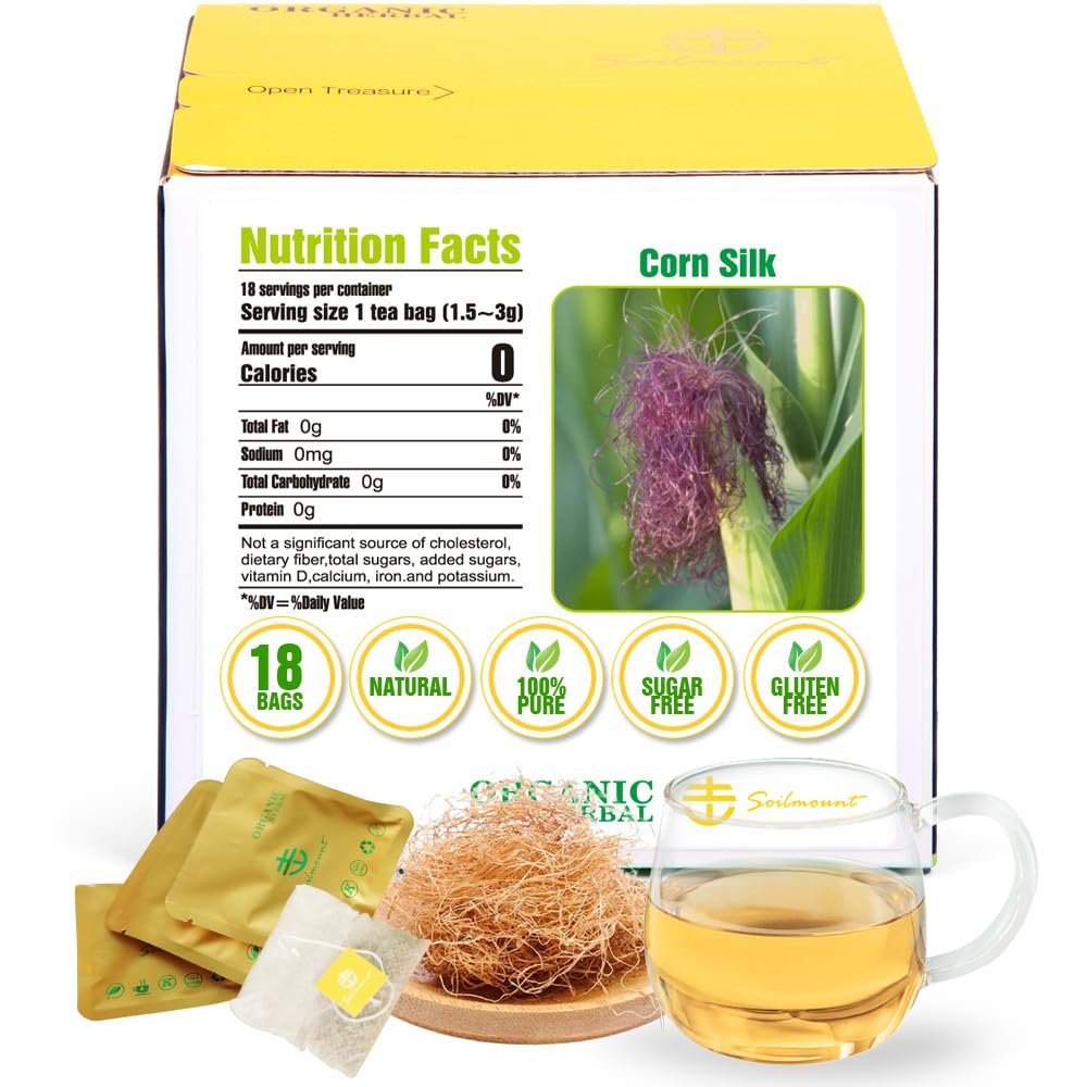 Soilmount - Corn Silk Tea - |Corn Stigma Tea|Yu mi xu|| | - Pure Herbal Tea - Natural, Organic, Non-GMO, Clean Ingredients, Caffeine Free (18 Tea Bags, Box 1)