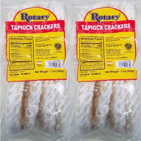 MT&L Rotary Tapioca Crackers Kerupuk 200gr/7oz (Pack of 2) - Product of Indonesia