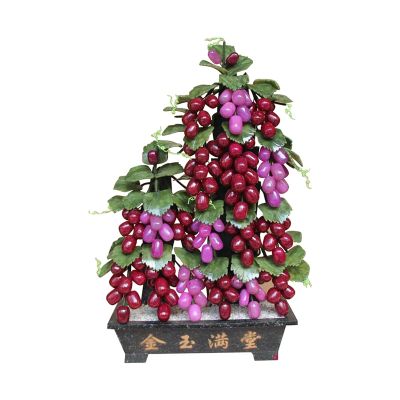 Artificial Bonsai Tree Jade Bonsai Gem Decoration Grape Decoration Office Home Creative Bedroom Handicraft Decoration Chinese Style Bonsai Ornaments Fake Bonsai Tree