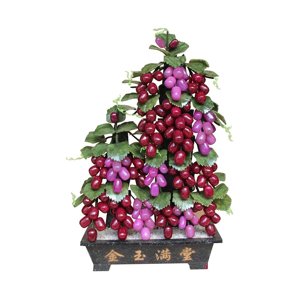 Artificial Bonsai Tree Jade Bonsai Gem Decoration Grape Decoration Office Home Creative Bedroom Handicraft Decoration Chinese Style Bonsai Ornaments Fake Bonsai Tree