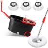 DAMGOLOZA Mop and Bucket with Wringer Set, 360 Rotating Mop Bucket System with 3 Microfiber Mop, Stainless Steel Floor Cleaning System with Dual Mode, Black&red view 1