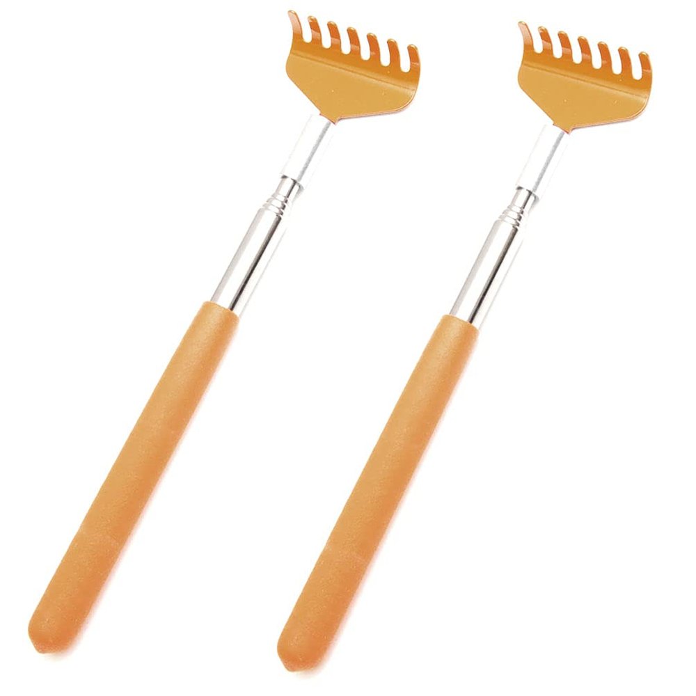 Gerrit Ultimate Telescopic Colorful Stainless Steel Extendable Back Scratcher (Pack 2, Brown)