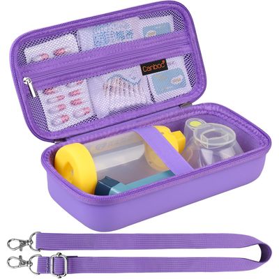 Canboc Carrying Case for Asthma Inhaler, Handheld Spacer for Adults, Mask, Inhaler Spacer Bag with Removable Shoulder Strap, Mesh Pocket fit Medicine or Essentials, Purple (Case Only)