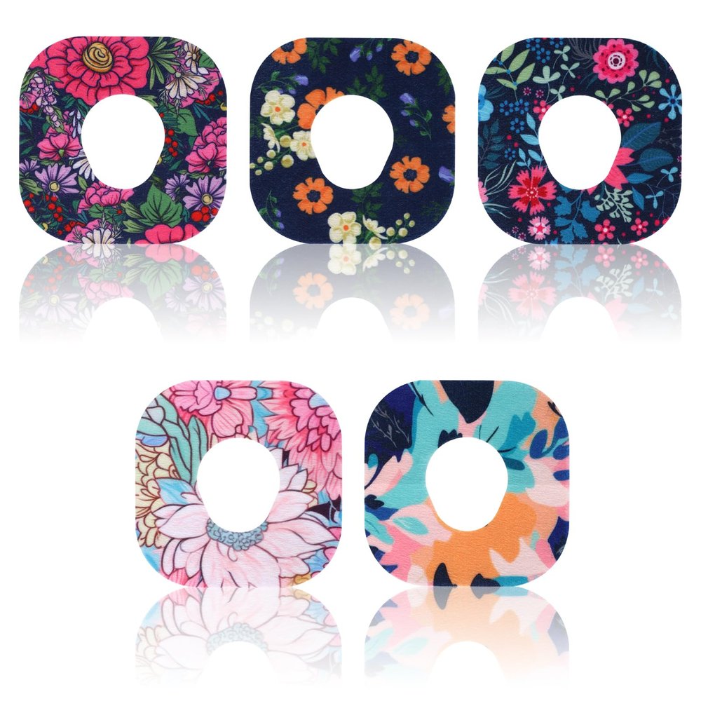 25pcs Sensor Covers for Dexcom G7, Waterproof Blood Sugar Monitor Patch Flower Pattern Adhesive Patches Sensor Sticker Accessories Compatible with Dexcom G7(Flower Styles)