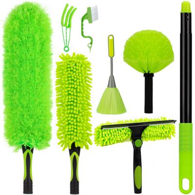 CALBEAU 15 Foot Dusters for Cleaning, Duster with Extension Pole 7-15ft, Microfiber Feather Duster Used for Cleaning Ceiling Fan, High Window, Blinds, Shutters, Sofa, Cobweb Duster for Home (14 PCS)
