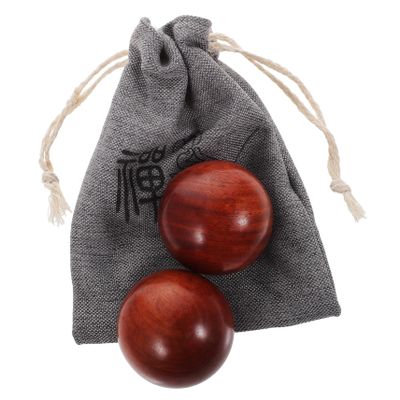 TOVINANNA Smooth Wooden Massage Balls for Hand Exercise Portable Stress Relief Therapy Balls Pearwood Storage Bag for Elderly and Home Decor