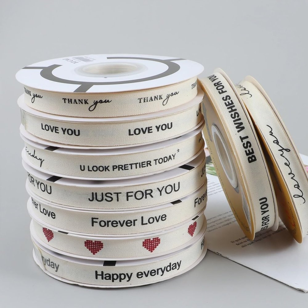 100 Yards/Roll Personalized Twill Contton Ribbon, Custom Logo Cotton Ribbon Wedding Favors Birthday Party New Years Christmas Gifts Accessories For Flowers, Gift Wrap Handmade DIY Sewing Fabric(10mm x