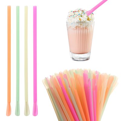 2000Pcs Snow Cone Spoon Straws,Disposable Plastic Straw,Flexible Drinking Spoon Straws(Mixed Bright Colors)