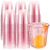 Ziliny 100 Pcs Disposable Stemless Glasses 12oz Crystal Plastic Wine Glasses Clear Classic Pet Cup for Meeting Weddings Birthdays Cocktail Christmas Party Supplies (Pink) view 1