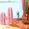 Ziliny 100 Pcs Disposable Stemless Glasses 12oz Crystal Plastic Wine Glasses Clear Classic Pet Cup for Meeting Weddings Birthdays Cocktail Christmas Party Supplies (Pink) view 2