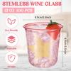 Ziliny 100 Pcs Disposable Stemless Glasses 12oz Crystal Plastic Wine Glasses Clear Classic Pet Cup for Meeting Weddings Birthdays Cocktail Christmas Party Supplies (Pink) view 3