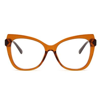 AOOLIA Oversized Cat Eye Reading Glasses for Women, Stylish Blue Light Blocking Computer Reader Anti Eyestrain UV Glare (Orange, 2.25, x)