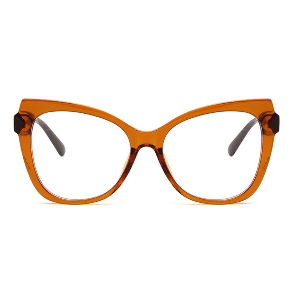 AOOLIA Oversized Cat Eye Reading Glasses for Women, Stylish Blue Light Blocking Computer Reader Anti Eyestrain UV Glare (Orange, 2.25, x)