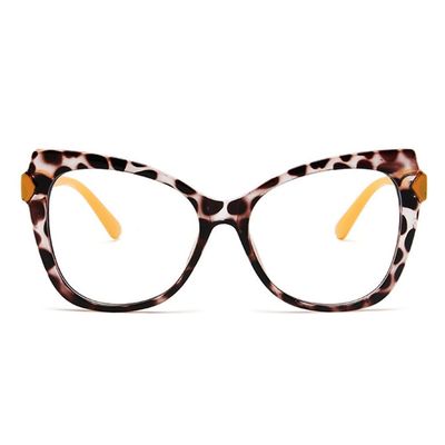 AOOLIA Oversized Cat Eye Reading Glasses for Women, Stylish Blue Light Blocking Computer Reader Anti Eyestrain UV Glare (Yellow/Leopard, 1.75, x)