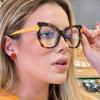 AOOLIA Oversized Cat Eye Reading Glasses for Women, Stylish Blue Light Blocking Computer Reader Anti Eyestrain UV Glare (Yellow/Leopard, 1.75, x) view 3