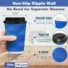 Ginkgo Disposable To Go Coffee Cups with Lids 12 oz 100 Pack, Double Wall Ripple Insulated Blue Paper Cups for Hot Beverage, Chocolate, Cocoa and coffee view 2